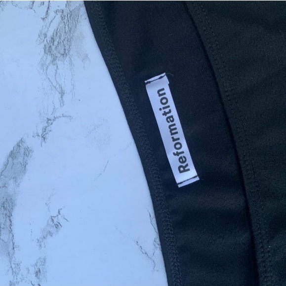 Reformation Dottie Dress Black LBD Mini Jersey - Picture 4 of 7